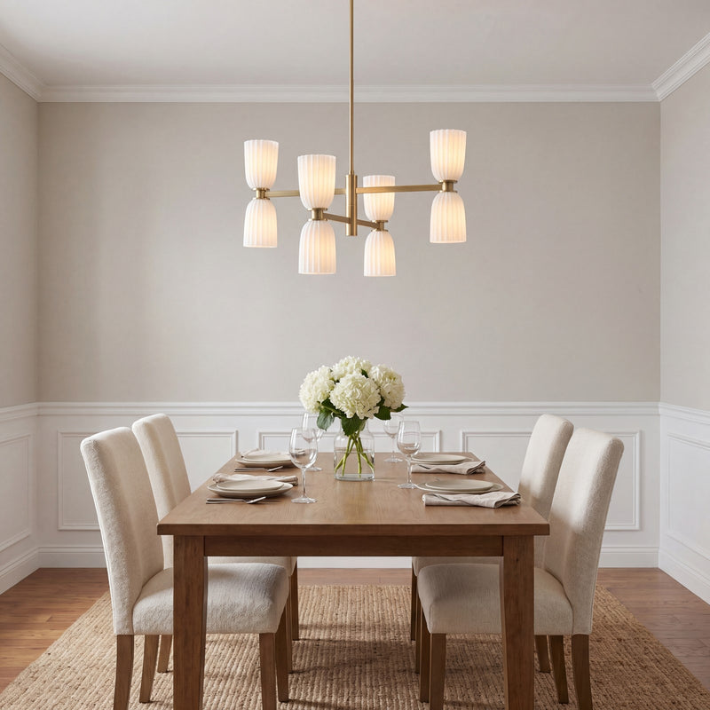 Savoy House Essentials Baldwin 8Lt Chandelier, Brass/White