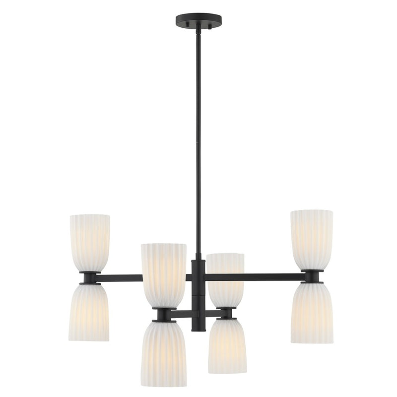 Savoy House Essentials Baldwin 8Lt Chandelier, Black/White Opal