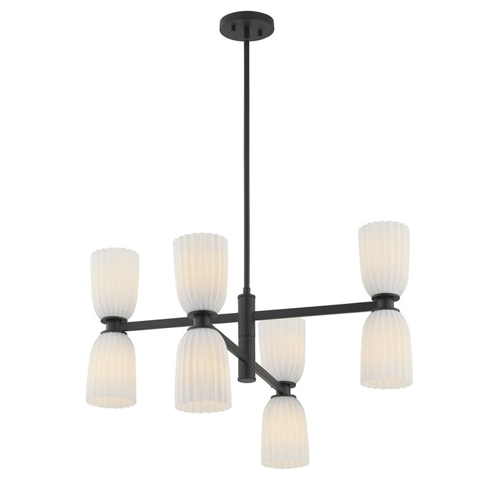 Savoy House Essentials Baldwin 8Lt Chandelier, Black/White Opal