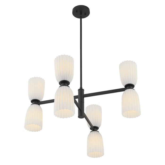 Savoy House Essentials Baldwin 8Lt Chandelier, Black/White Opal