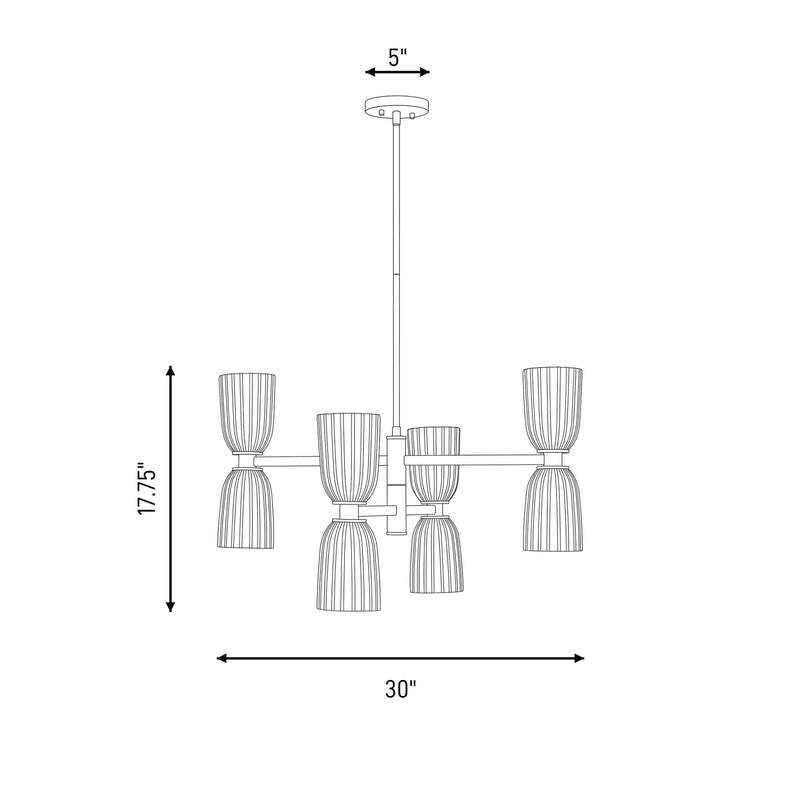 Savoy House Essentials Baldwin 8Lt Chandelier, Black/White Opal