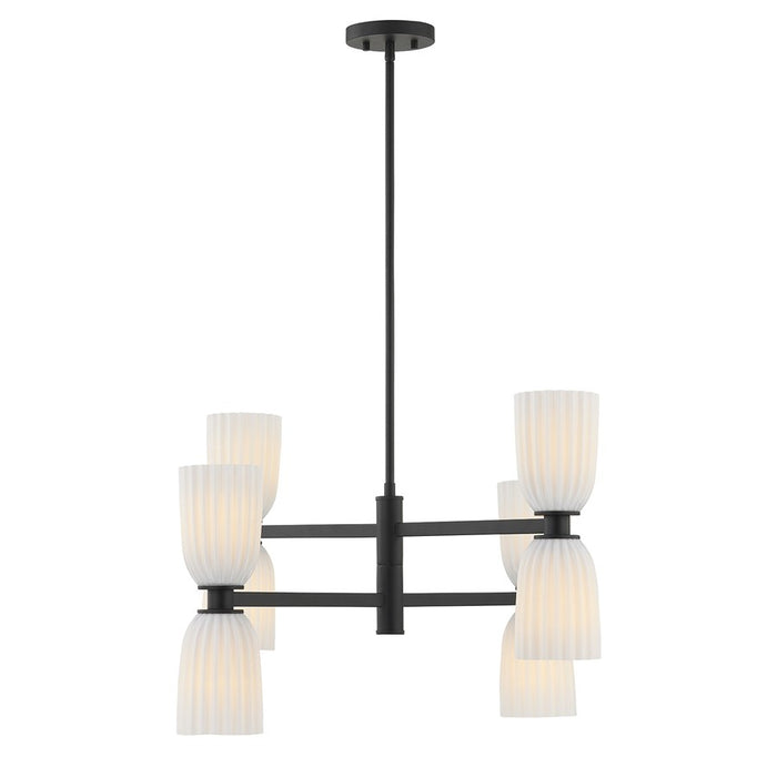 Savoy House Essentials Baldwin 8Lt Chandelier, Black/White Opal