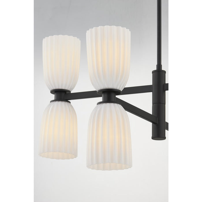 Savoy House Essentials Baldwin 8Lt Chandelier, Black/White Opal
