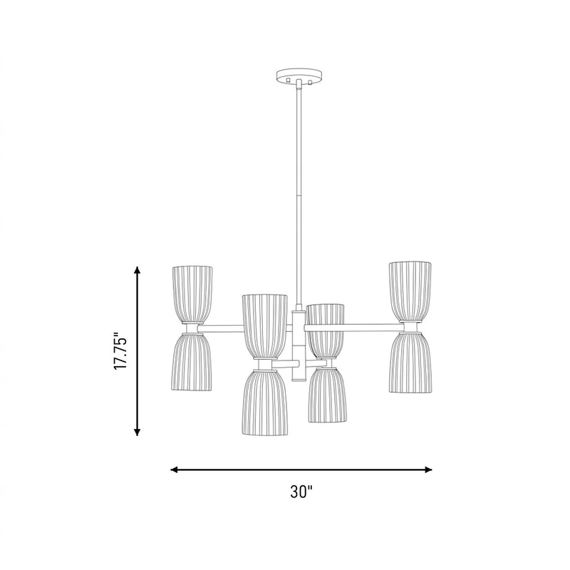 Savoy House Essentials Baldwin 8Lt Chandelier, Black/White Opal