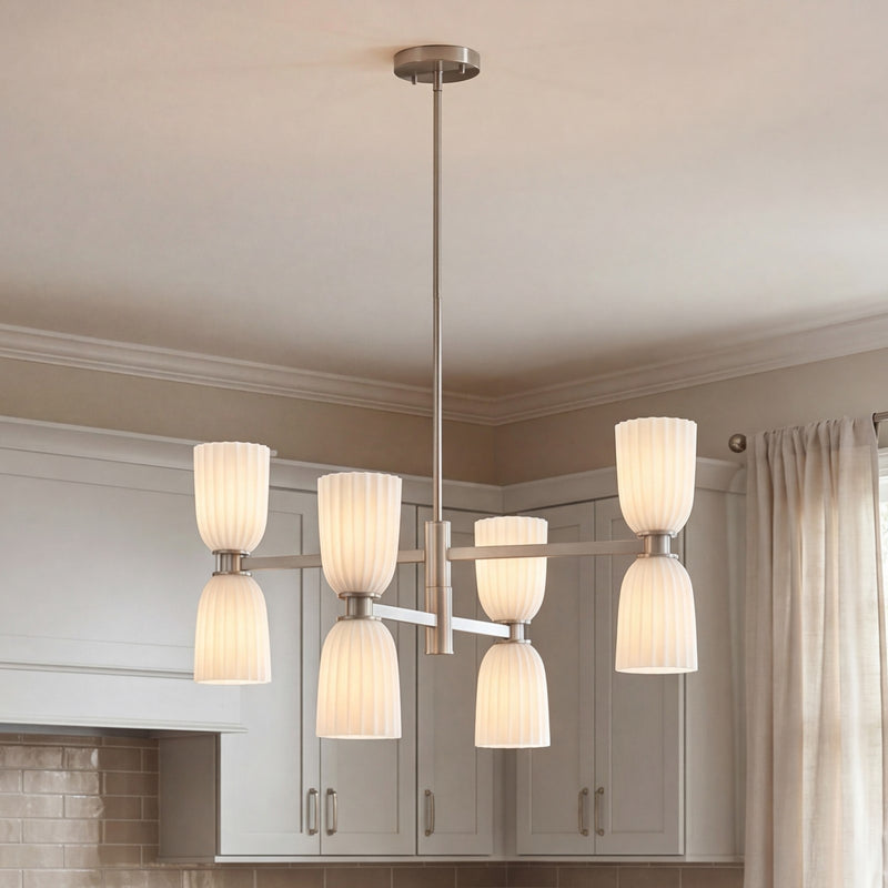 Savoy House Essentials Baldwin 8Lt Chandelier, Satin Nickel