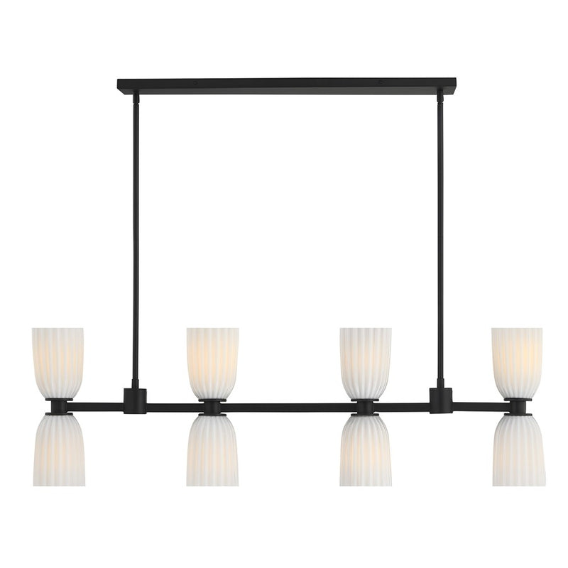 Savoy House Essentials Baldwin 8Lt Lin Chandelier, Black/White