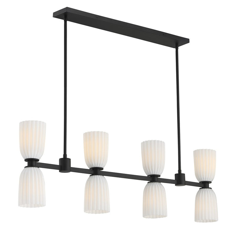 Savoy House Essentials Baldwin 8Lt Lin Chandelier, Black/White