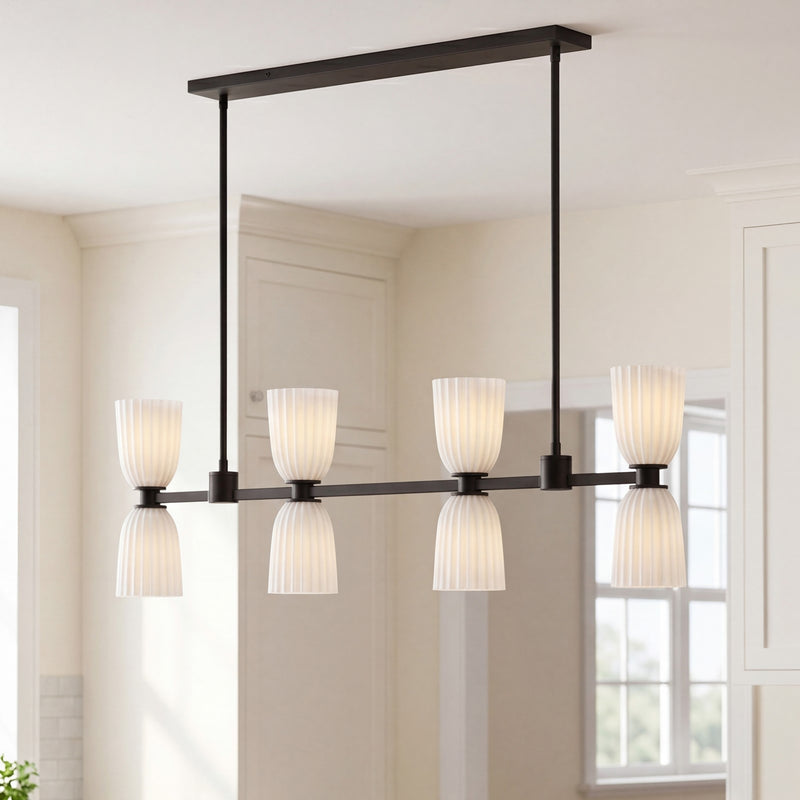 Savoy House Essentials Baldwin 8Lt Lin Chandelier, Black/White