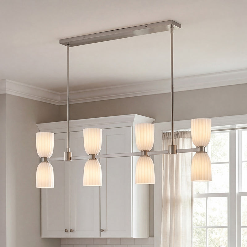 Savoy House Essentials Baldwin 8Lt Lin Chandelier, Satin Nickel