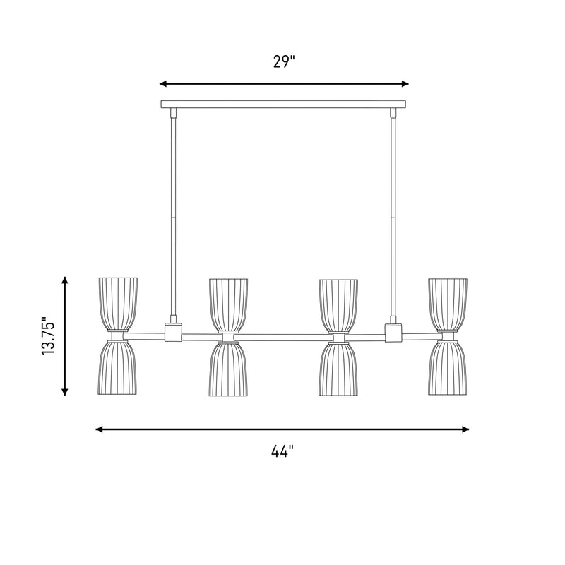 Savoy House Essentials Baldwin 8Lt Lin Chandelier, Satin Nickel