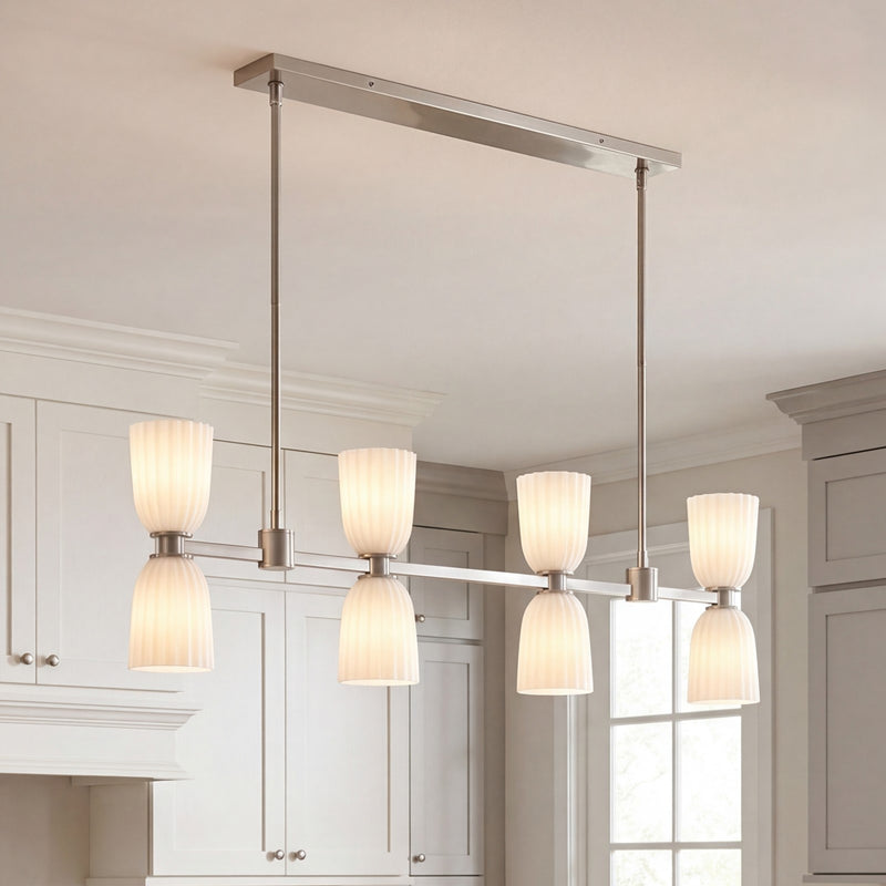 Savoy House Essentials Baldwin 8Lt Lin Chandelier, Satin Nickel