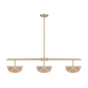 Savoy House Hubbard 44in 3-Light LED Linear Chandelier | Minimalist Noble Brass and Champagne Ribbed Glass | Kitchen Island & Dining | Model 1-1250-3-127