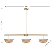 Savoy House Hubbard 44in 3-Light LED Linear Chandelier | Minimalist Noble Brass and Champagne Ribbed Glass | Kitchen Island & Dining | Model 1-1250-3-127