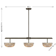 Savoy House Hubbard 44in 3-Light LED Linear Chandelier | Minimalist Mediterranean Bronze and Champagne Ribbed Glass | Kitchen Island & | Model 1-1250-3-15