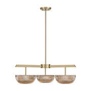Savoy House Hubbard 30in 3-Light LED Chandelier | Minimalist Noble Brass and Champagne Ribbed Glass | Dining Room & Entryway | 30 in | Model 1-1251-3-127