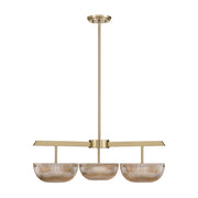Savoy House Hubbard 30in 3-Light LED Chandelier | Minimalist Noble Brass and Champagne Ribbed Glass | Dining Room & Entryway | 30 in | Model 1-1251-3-127