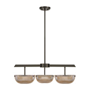 Savoy House Hubbard 30in 3-Light LED Chandelier | Minimalist Mediterranean Bronze and Champagne Ribbed Glass | Dining Room & Entryway | Model 1-1251-3-15