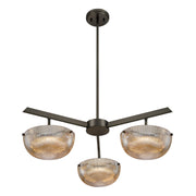 Savoy House Hubbard 30in 3-Light LED Chandelier | Minimalist Mediterranean Bronze and Champagne Ribbed Glass | Dining Room & Entryway | Model 1-1251-3-15