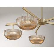 Savoy House Hubbard 38in 5-Light LED Chandelier | Minimalist Noble Brass and Champagne Ribbed Glass | Dining Room & Foyer | 38 x 38 | Model 1-1252-5-127
