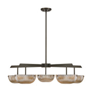 Savoy House Hubbard 38in 5-Light LED Chandelier | Minimalist Mediterranean Bronze and Champagne Ribbed Glass | Dining Room & Living | Model 1-1252-5-15