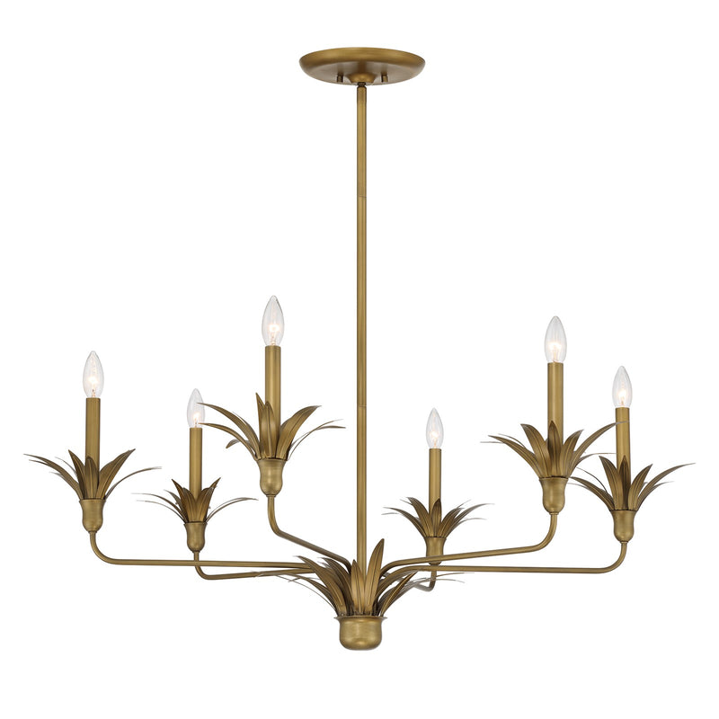 Savoy House Strathmore 42in 6-Light Chandelier | Nature-Inspired Antique Patina Metal | Dining Room & Foyer | 42 x 42 x 14.75 in | Model 1-1260-6-339