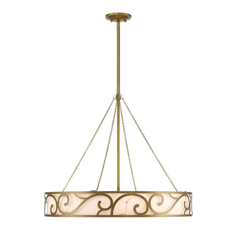 Savoy House Halstead 28.13in 8-Light Chandelier | Art Deco Antique Patina and Faux Alabaster | Dining Room & Foyer | 28.13 x 28.13 | Model 1-1269-8-339