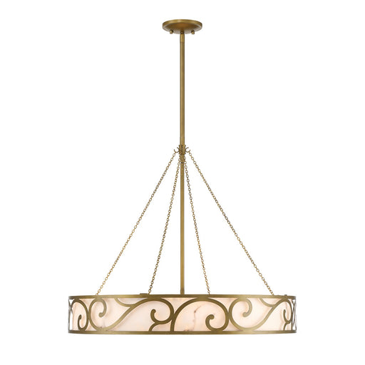 Savoy House Halstead 28.13in 8-Light Chandelier | Art Deco Antique Patina and Faux Alabaster | Dining Room & Foyer | 28.13 x 28.13 | Model 1-1269-8-339