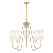 Savoy House Sheldon 32in 5-Light Chandelier | Transitional Noble Brass and Ice Glass | Dining Room & Foyer | 32 x 32 x 27 in | Model 1-1350-5-127