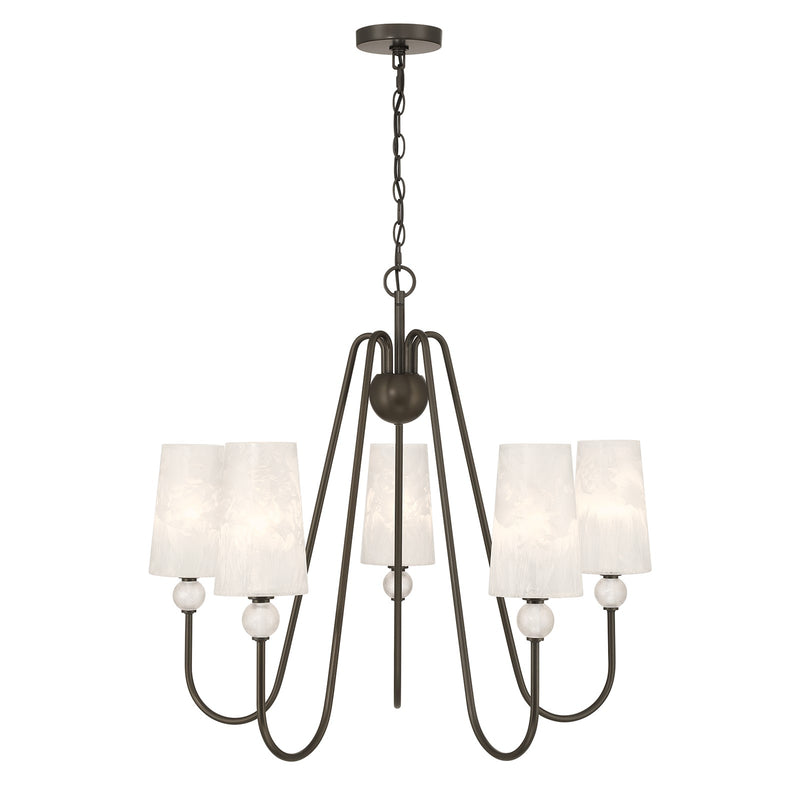 Savoy House Sheldon 32in 5-Light Chandelier | Transitional Mediterranean Bronze and Ice Glass | Dining Room & Foyer | 32 x 32 x 27 in | Model 1-1350-5-15