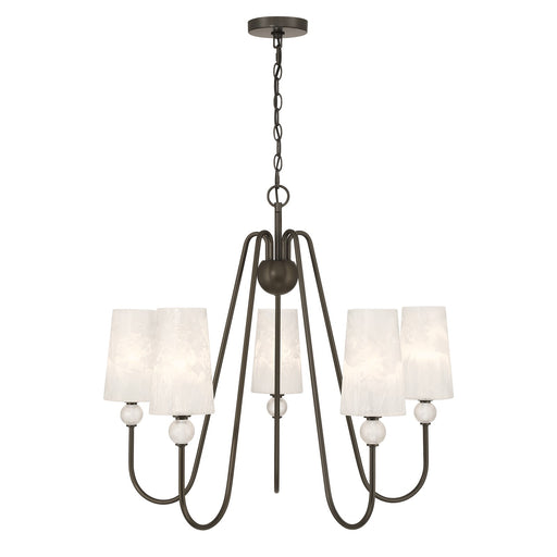 Savoy House Sheldon 32in 5-Light Chandelier | Transitional Mediterranean Bronze and Ice Glass | Dining Room & Foyer | 32 x 32 x 27 in | Model 1-1350-5-15