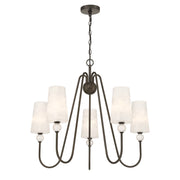 Savoy House Sheldon 32in 5-Light Chandelier | Transitional Mediterranean Bronze and Ice Glass | Dining Room & Foyer | 32 x 32 x 27 in | Model 1-1350-5-15