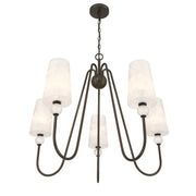 Savoy House Sheldon 32in 5-Light Chandelier | Transitional Mediterranean Bronze and Ice Glass | Dining Room & Foyer | 32 x 32 x 27 in | Model 1-1350-5-15