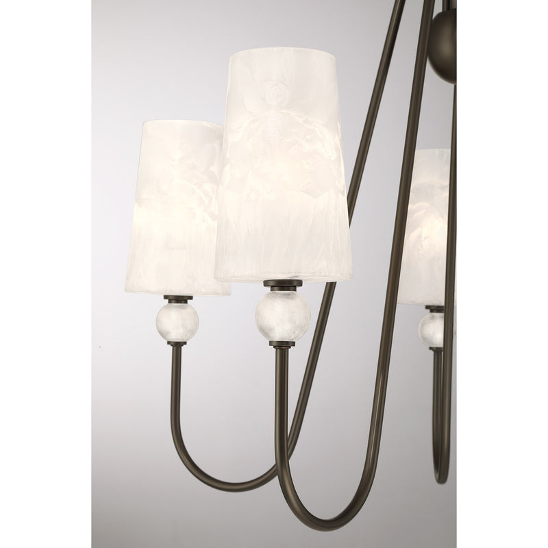 Savoy House Sheldon 32in 5-Light Chandelier | Transitional Mediterranean Bronze and Ice Glass | Dining Room & Foyer | 32 x 32 x 27 in | Model 1-1350-5-15