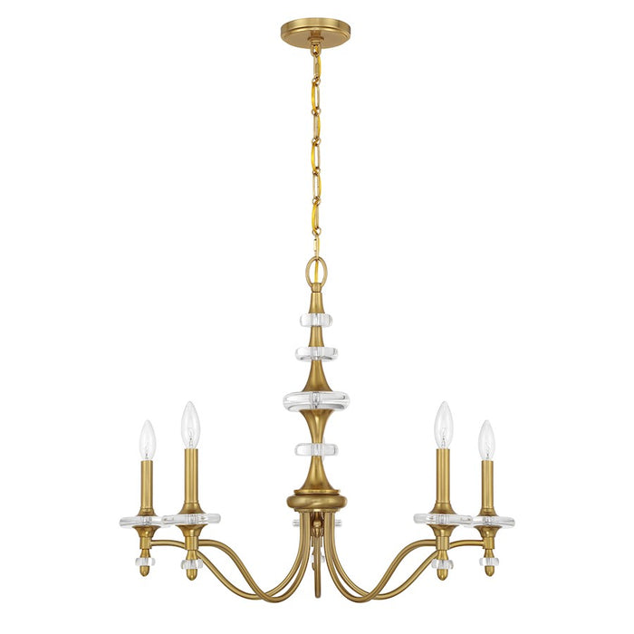 Savoy House Champlain 5 Light Chandelier, Warm Brass