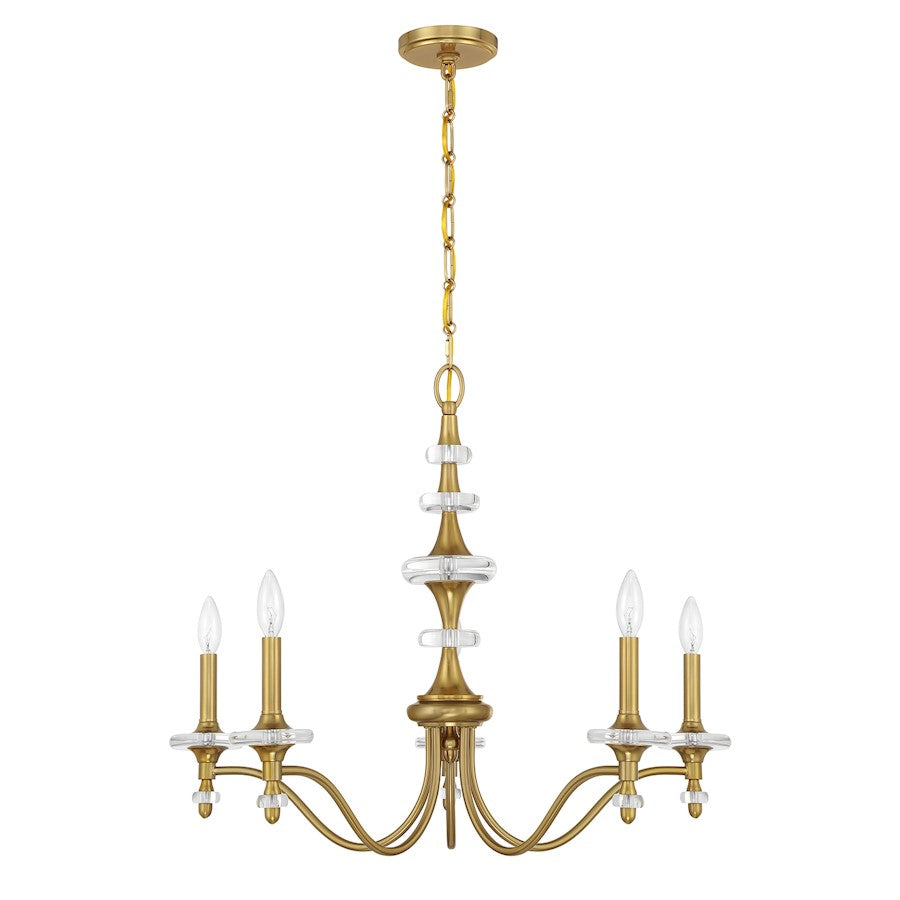 Savoy House Champlain 5 Light Chandelier, Warm Brass