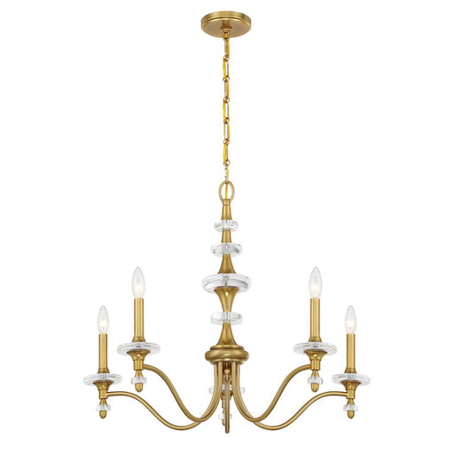 Savoy House Champlain 5 Light Chandelier, Warm Brass