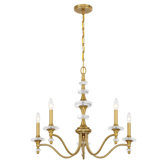 Savoy House Champlain 5 Light Chandelier, Warm Brass