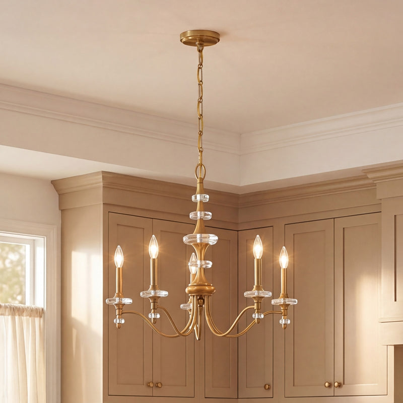 Savoy House Champlain 5 Light Chandelier, Warm Brass