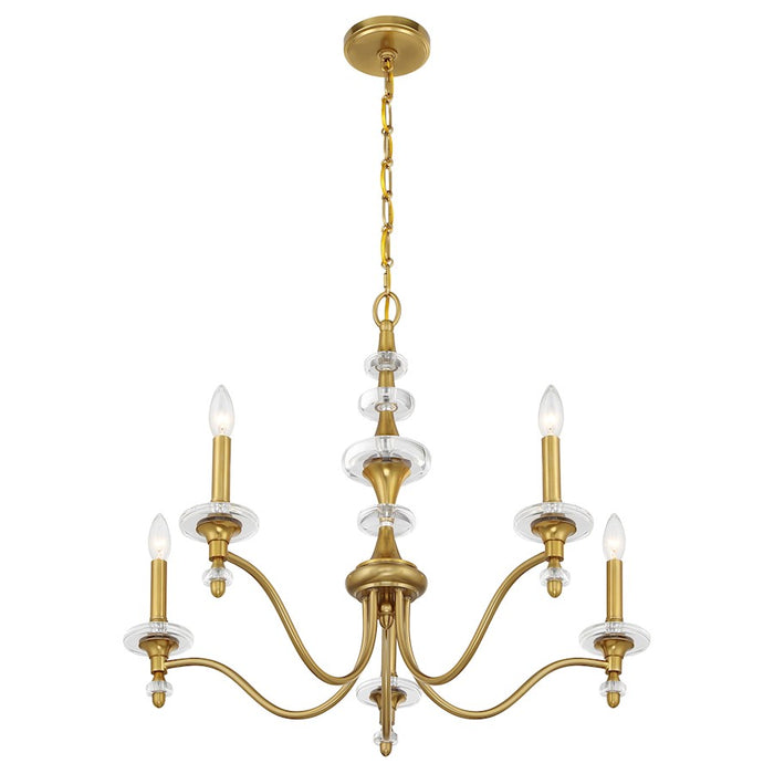 Savoy House Champlain 5 Light Chandelier, Warm Brass