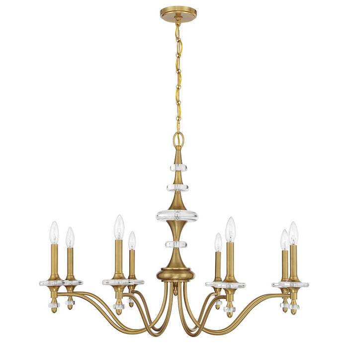 Savoy House Champlain 8 Light Chandelier, Warm Brass