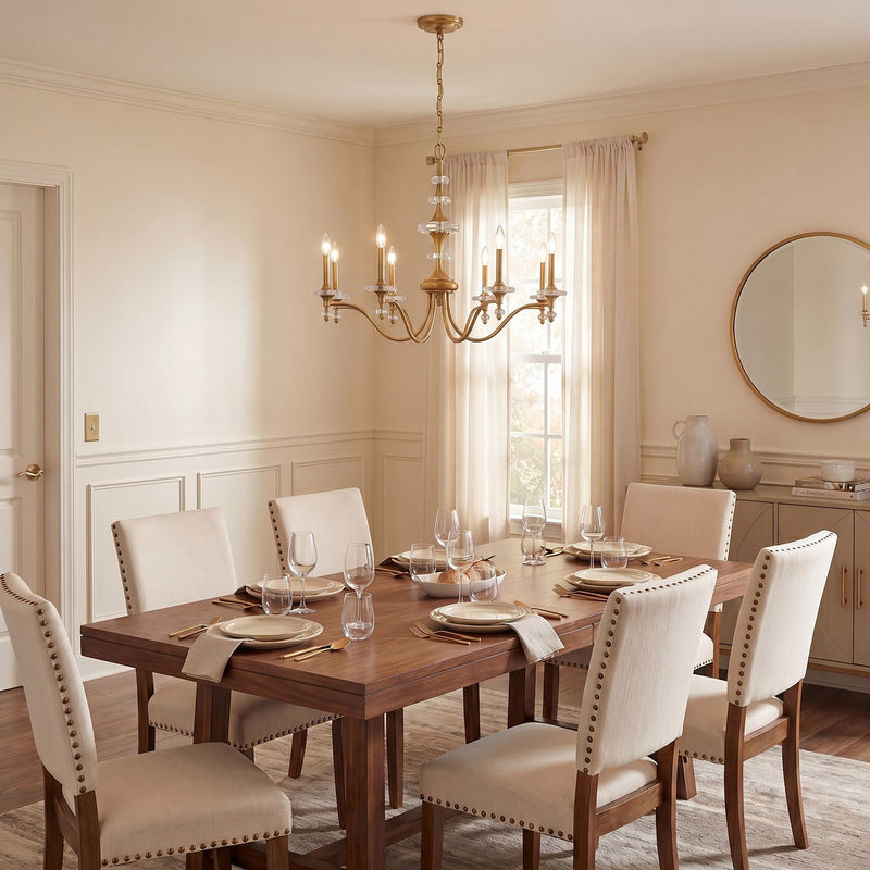 Savoy House Champlain 8 Light Chandelier, Warm Brass