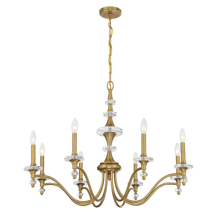 Savoy House Champlain 8 Light Chandelier, Warm Brass