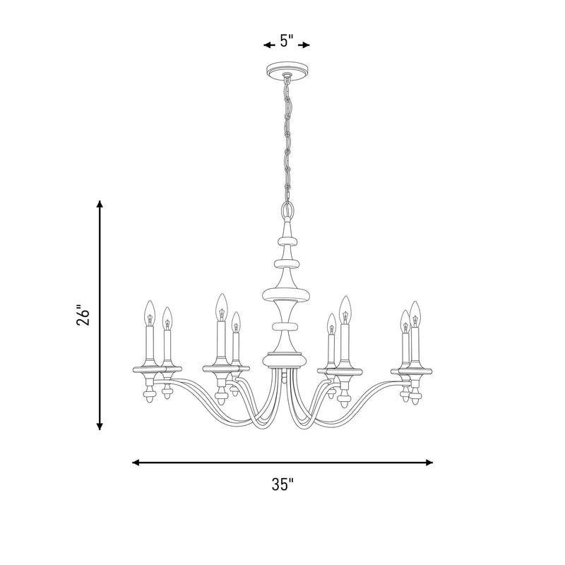 Savoy House Champlain 8 Light Chandelier, Warm Brass