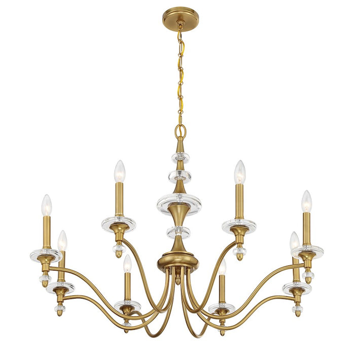 Savoy House Champlain 8 Light Chandelier, Warm Brass