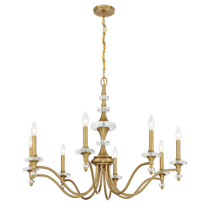 Savoy House Champlain 8 Light Chandelier, Warm Brass