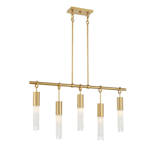 Savoy House Chelsea 5-Light Linear Chandelier, Warm Brass - 1-1365-5-322