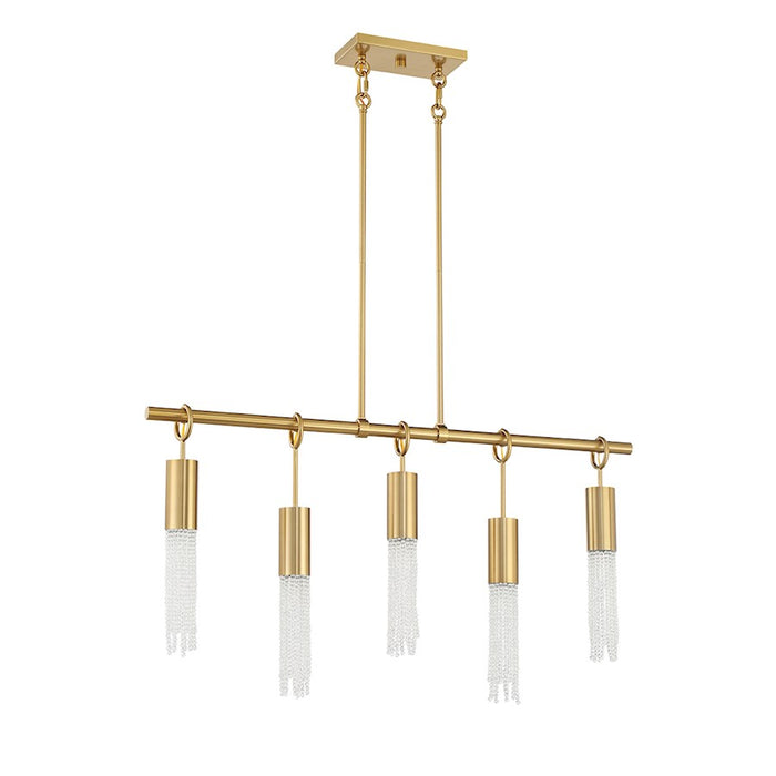 Savoy House Chelsea 5-Light Linear Chandelier, Warm Brass