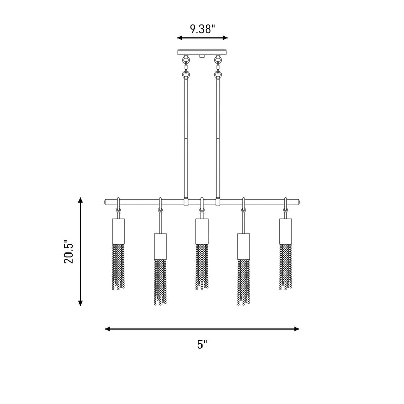 Savoy House Chelsea 5-Light Linear Chandelier, Warm Brass