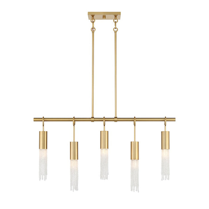 Savoy House Chelsea 5-Light Linear Chandelier, Warm Brass