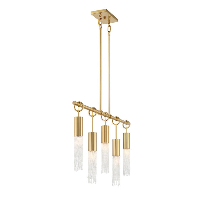 Savoy House Chelsea 5-Light Linear Chandelier, Warm Brass